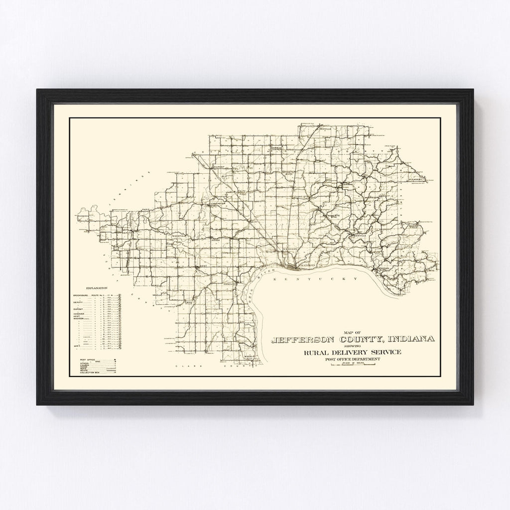 Vintage Map of Jefferson County, Indiana 1911