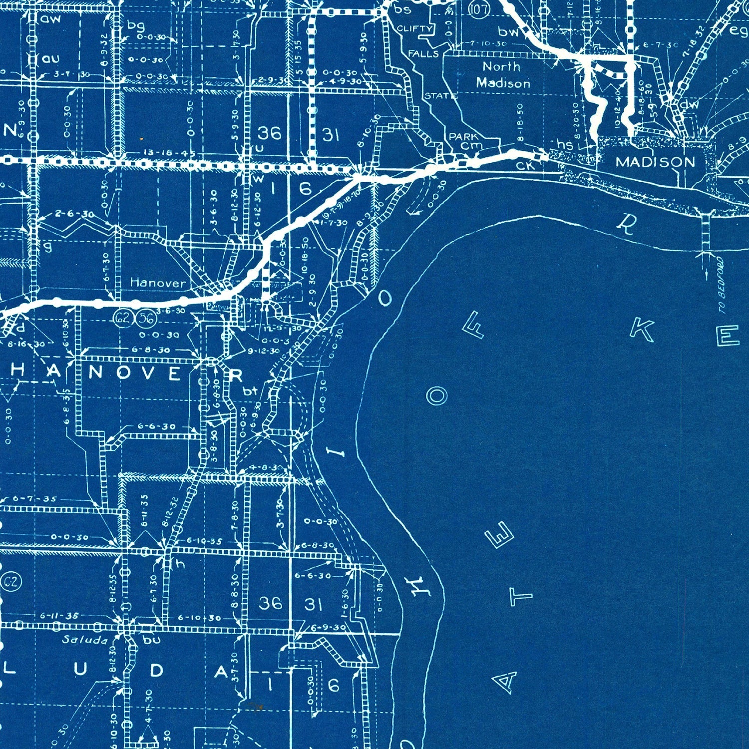 Vintage Map of Jefferson County, Indiana 1936
