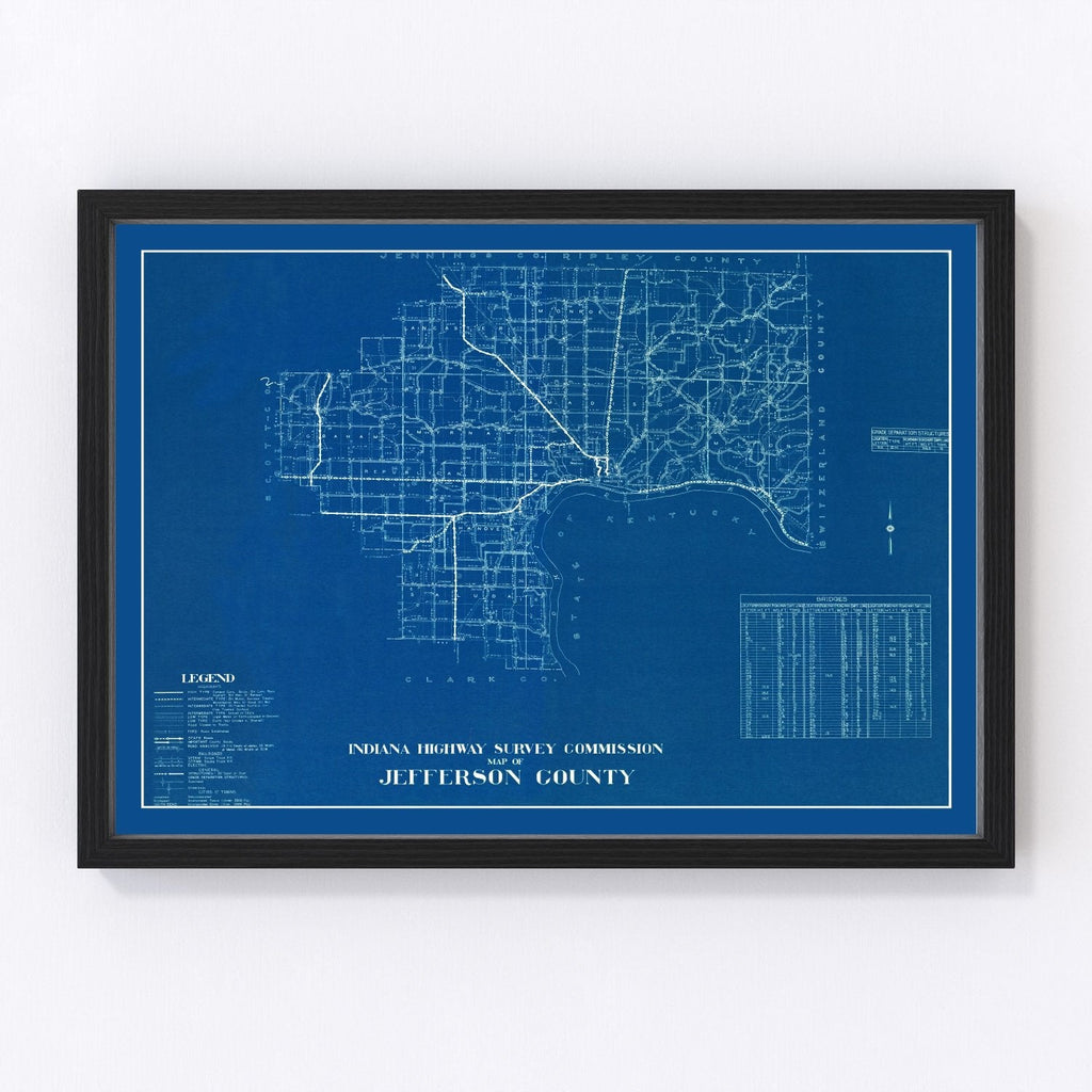 Vintage Map of Jefferson County, Indiana 1936