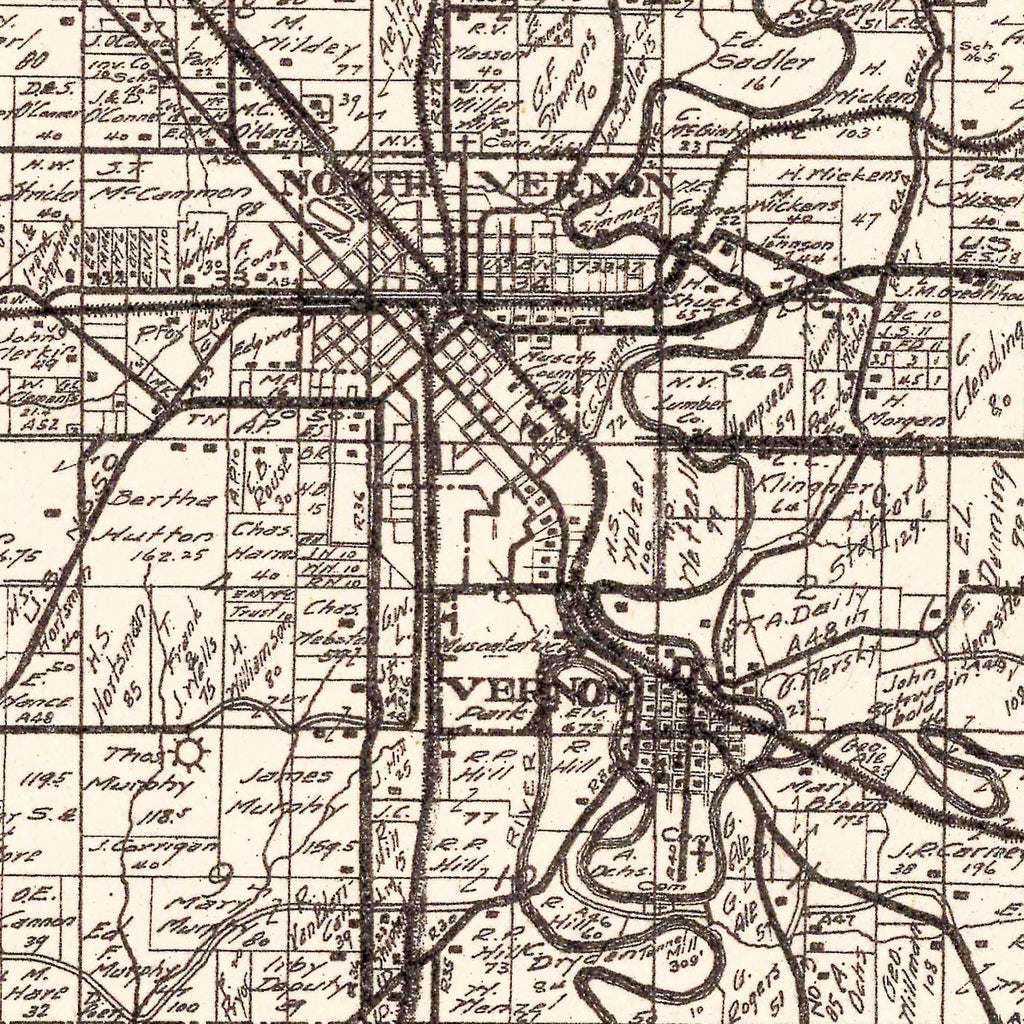 Vintage Map of Jennings County, Indiana 1935