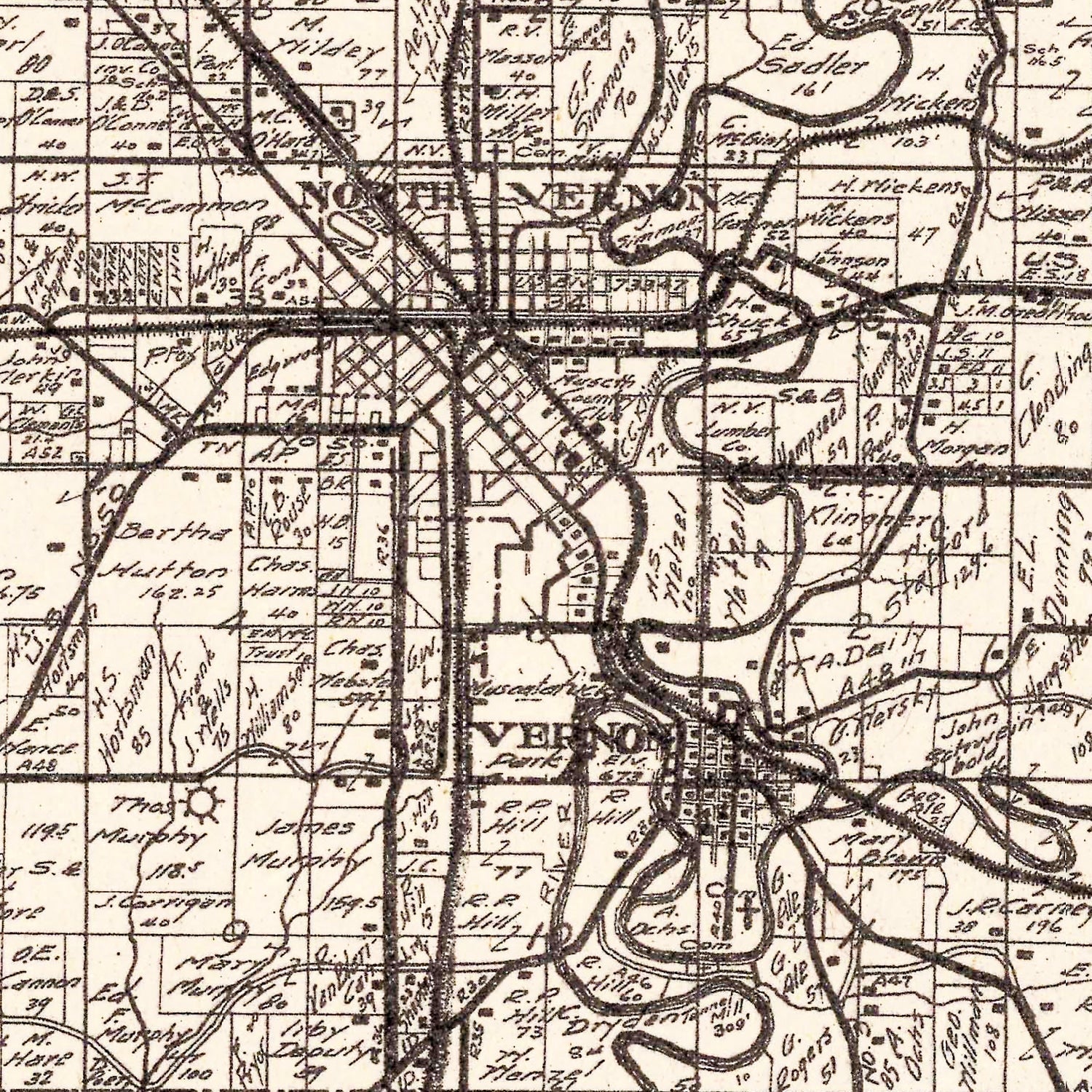 Vintage Map of Jennings County, Indiana 1935