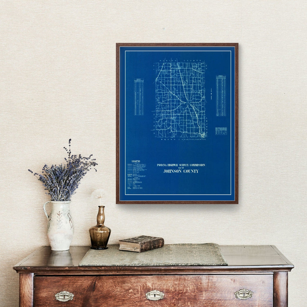Vintage Map of Johnson County, Indiana 1936