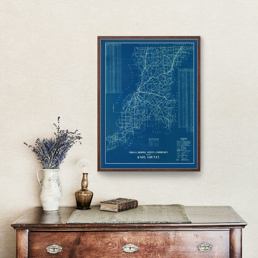 Vintage Map of Knox County, Indiana 1936
