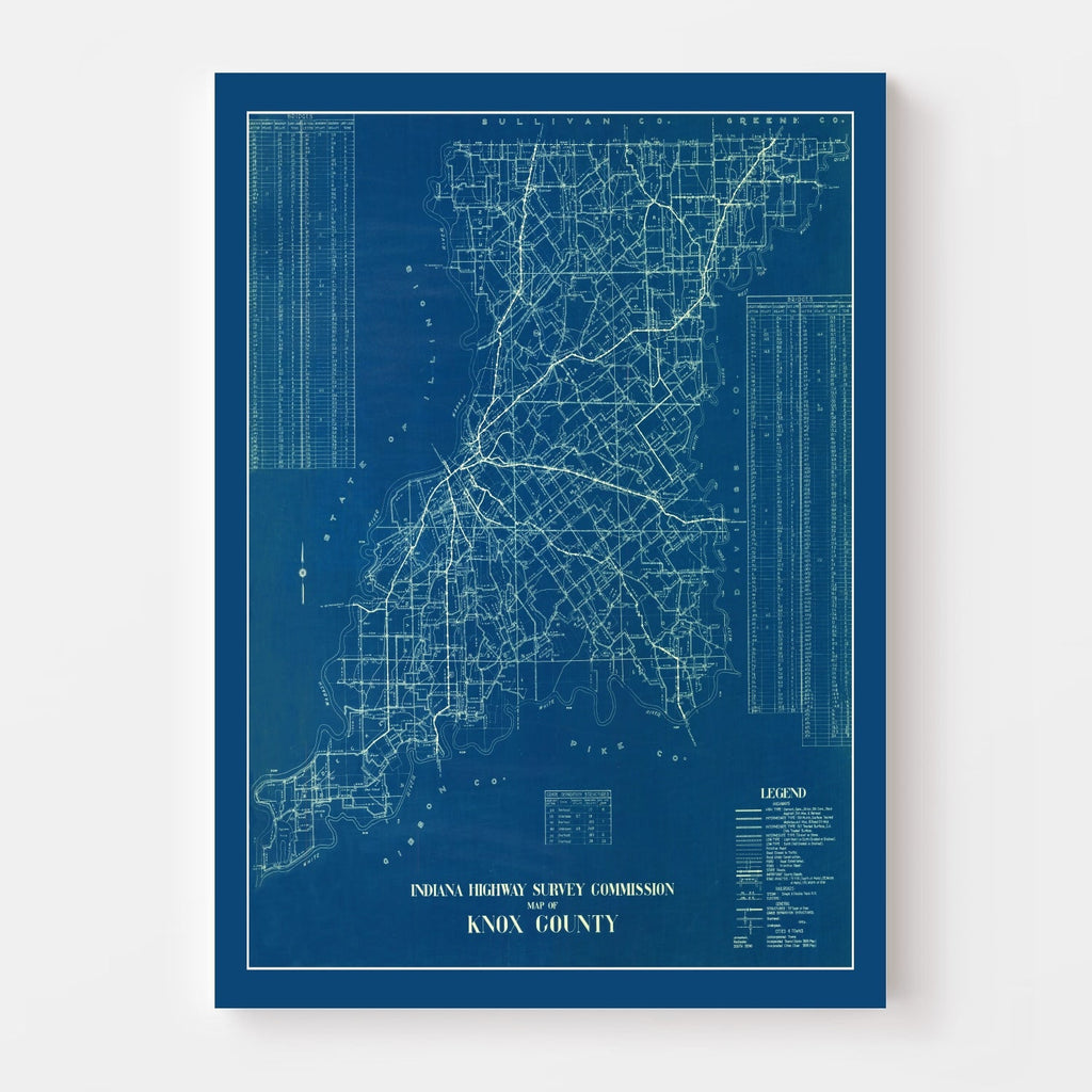 Vintage Map of Knox County, Indiana 1936