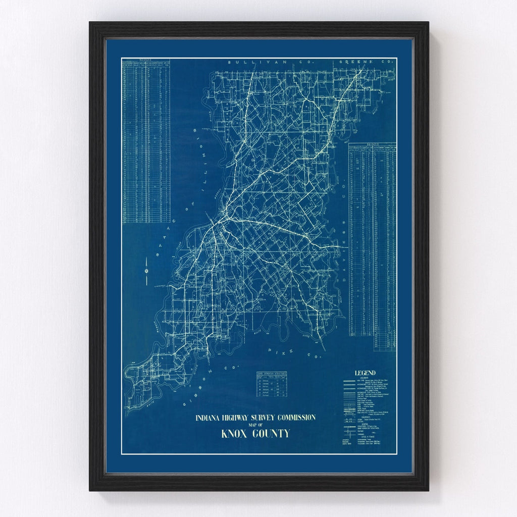 Vintage Map of Knox County, Indiana 1936