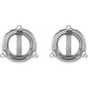 14K White Gold 5 mm Round 3-Prong Pre-Notched Claw Earring Mounting – image 2