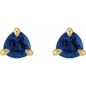 14K Yellow Gold 3.5 mm Natural Blue Sapphire Stud Earrings