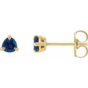 14K Yellow Gold 3.5 mm Natural Blue Sapphire Stud Earrings