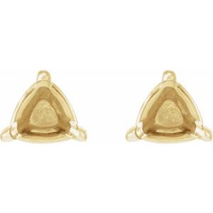 14K Yellow Gold 4 mm Trillion 3-Prong Claw Earring Mounting – image 2