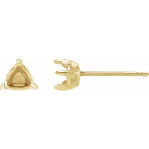 14K Yellow Gold 4 mm Trillion 3-Prong Claw Earring Mounting