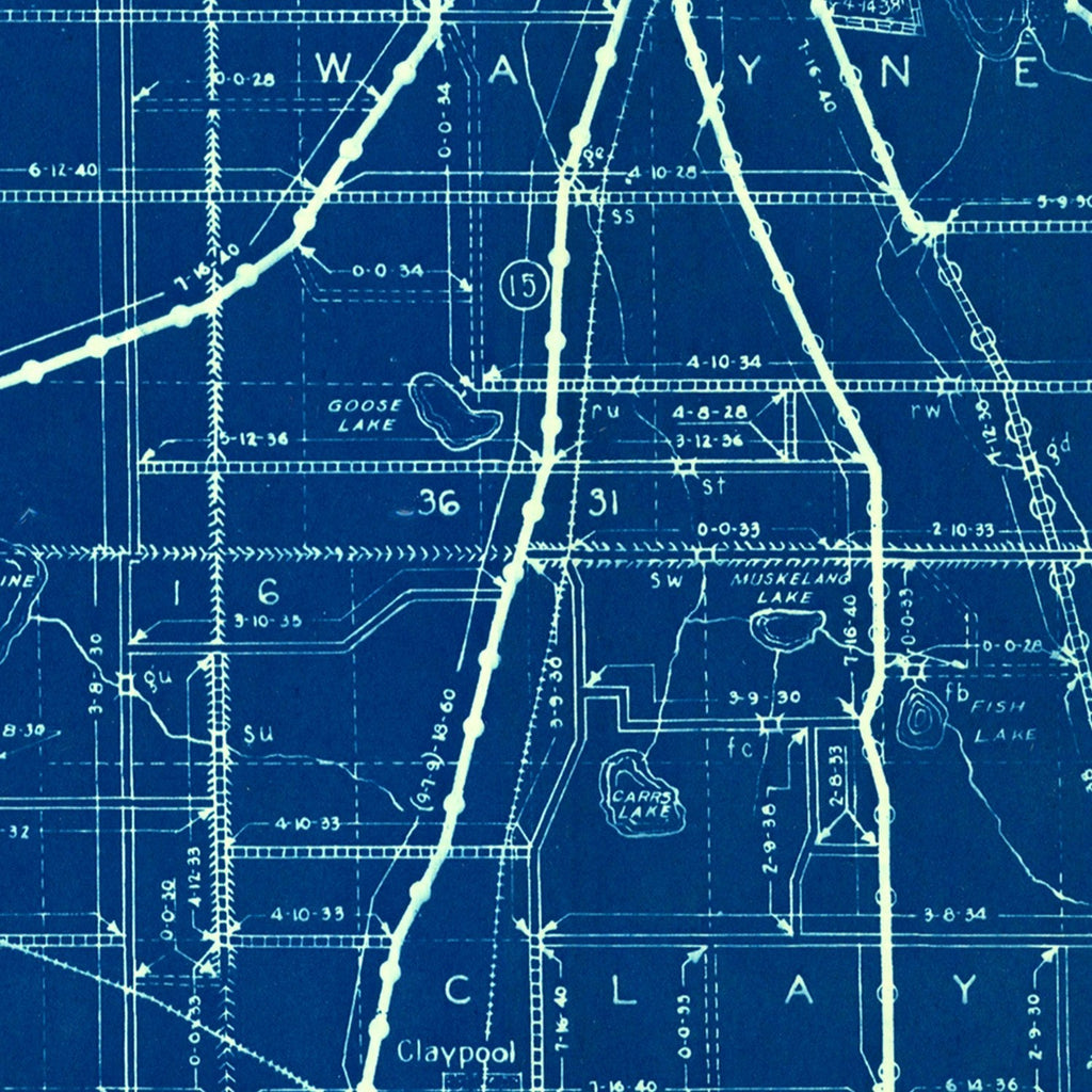 Vintage Map of Kosciusko County, Indiana 1936