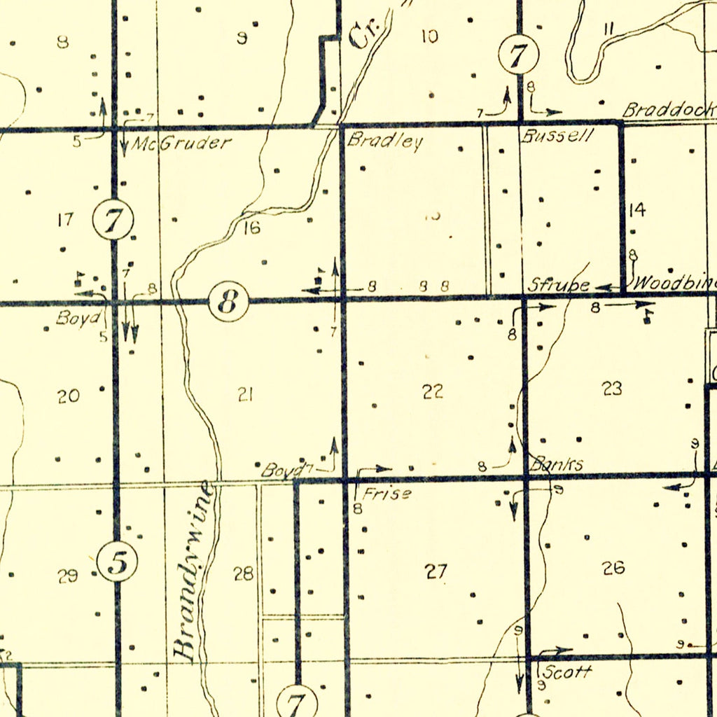 Vintage Map of Hancock County, Indiana 1911