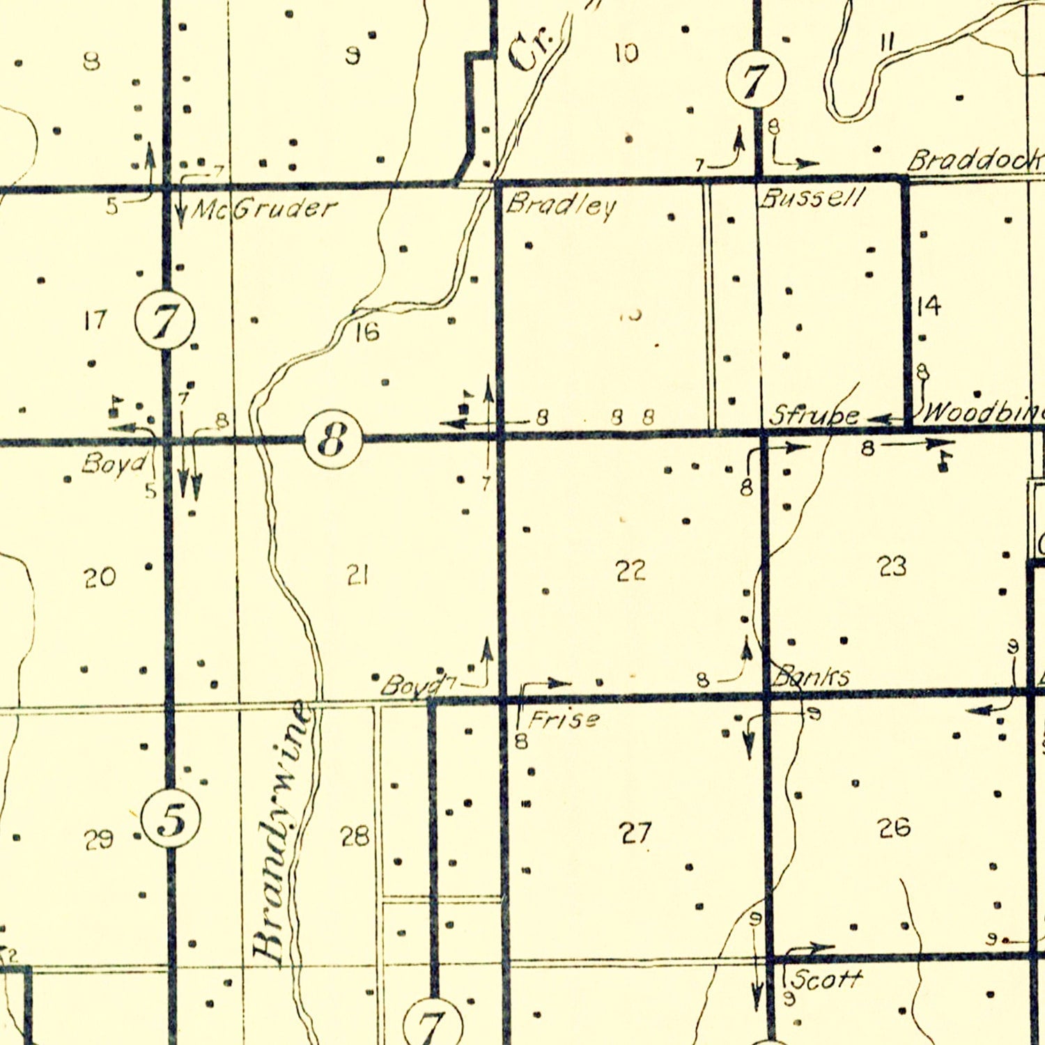 Vintage Map of Hancock County, Indiana 1911