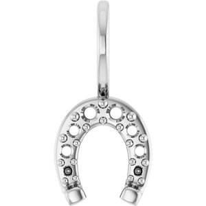 18K Palladium White Gold Accented Horseshoe Charm/Pendant Mounting – image 2