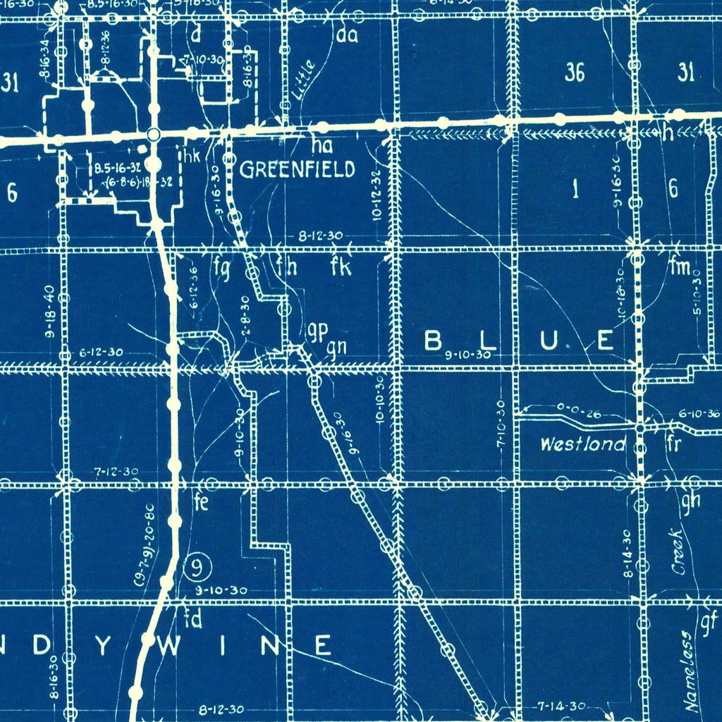 Vintage Map of Hancock County, Indiana 1936