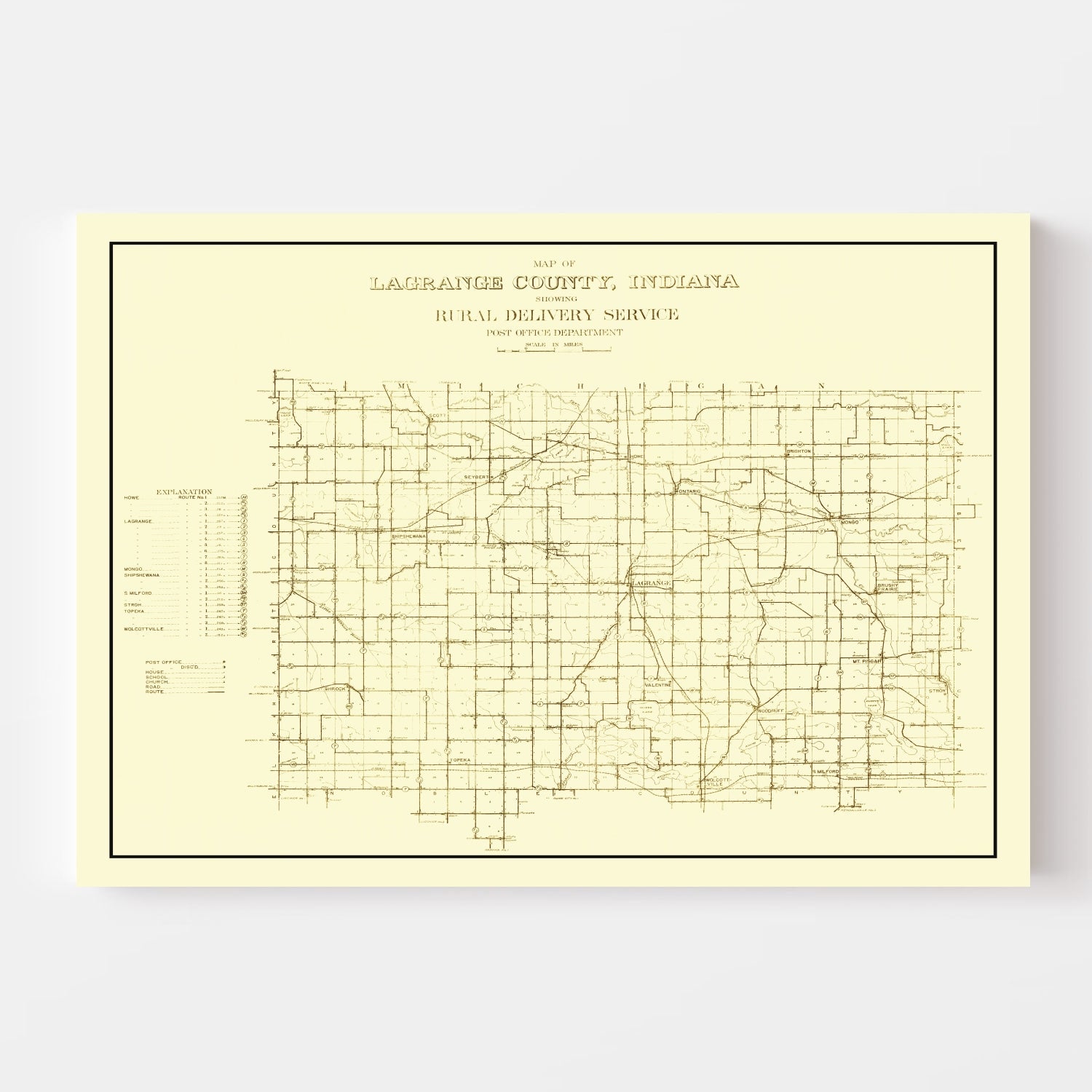 Vintage Map of LaGrange County, Indiana 1909