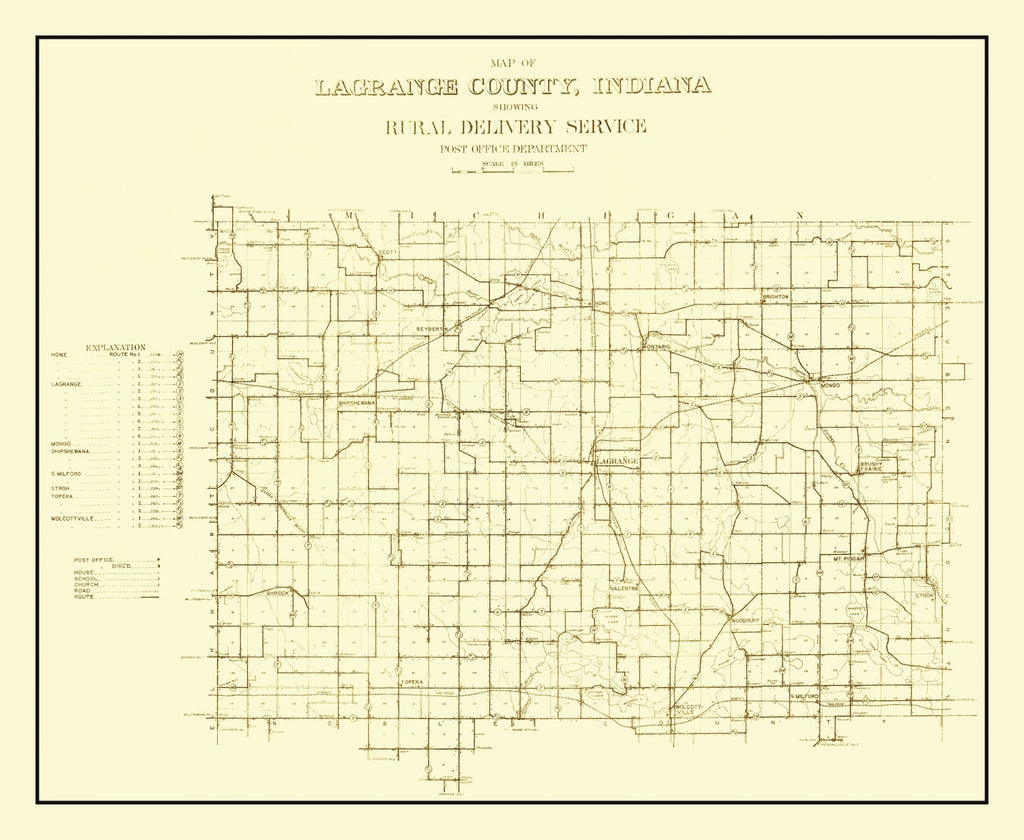 Vintage Map of LaGrange County, Indiana 1909