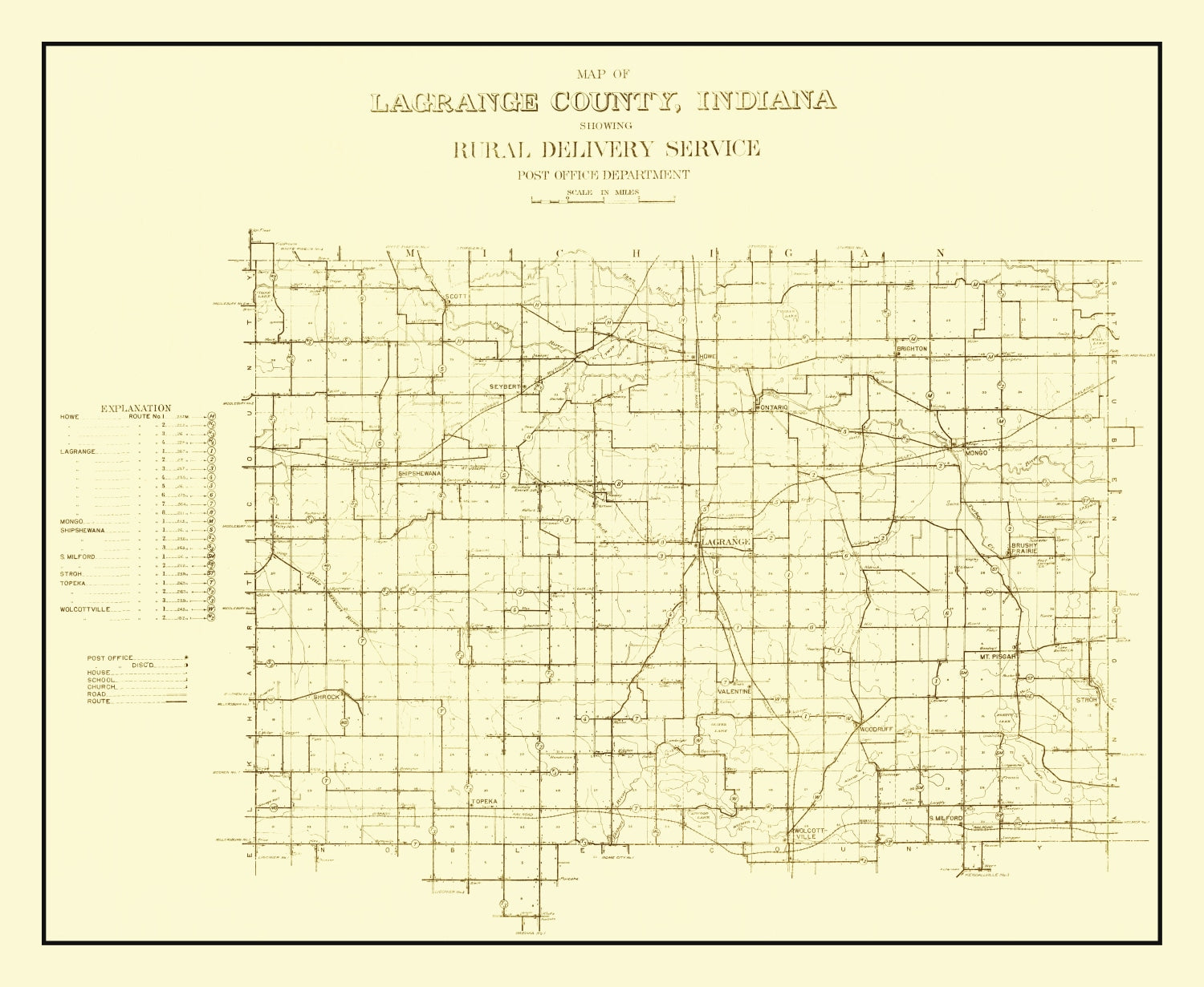 Vintage Map of LaGrange County, Indiana 1909
