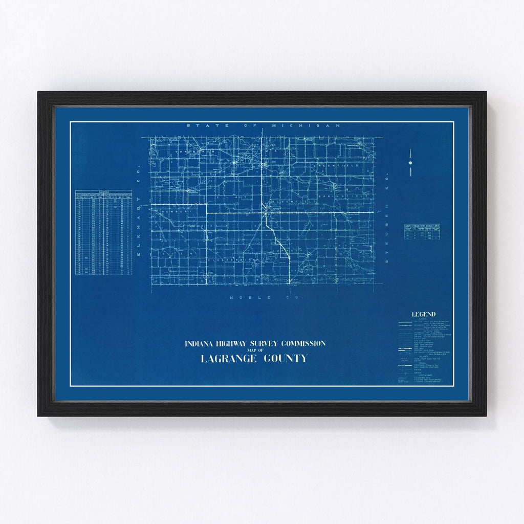 Vintage Map of LaGrange County, Indiana 1936