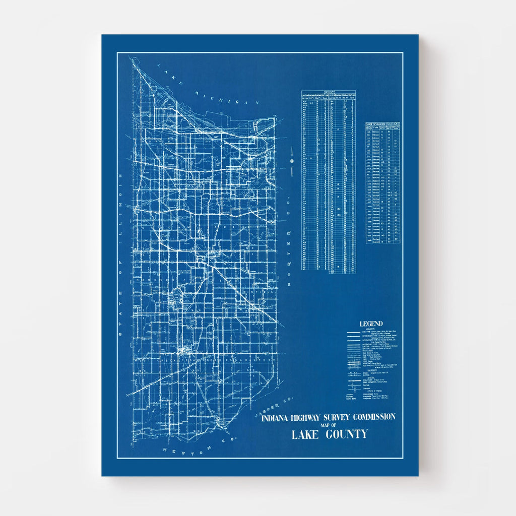 Vintage Map of Lake County, Indiana 1936