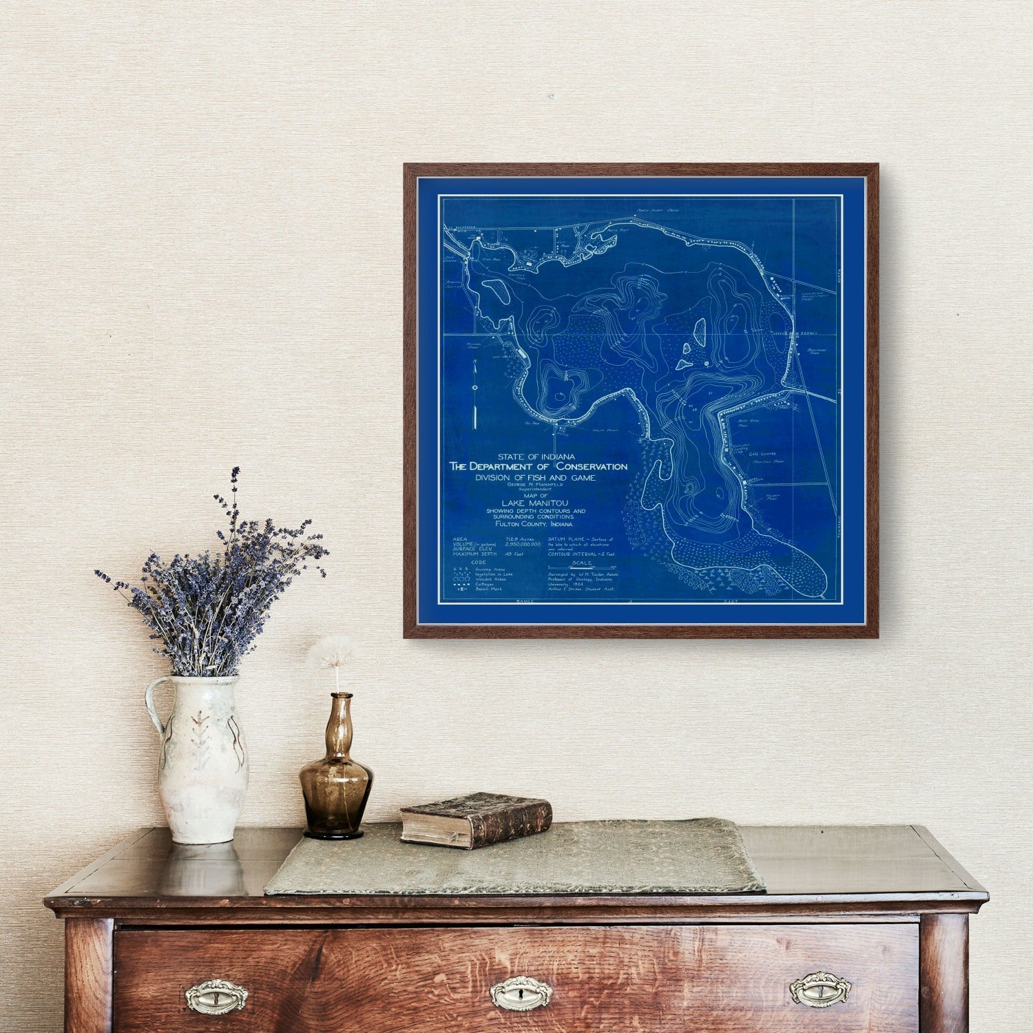 Vintage Lake Manitou, IN Map 1924