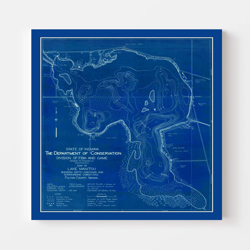 Vintage Lake Manitou, IN Map 1924