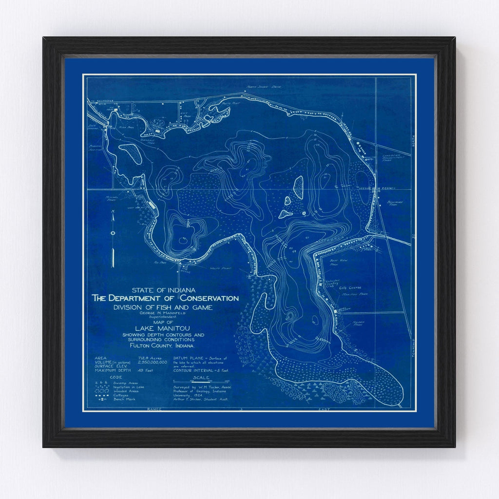Vintage Lake Manitou, IN Map 1924