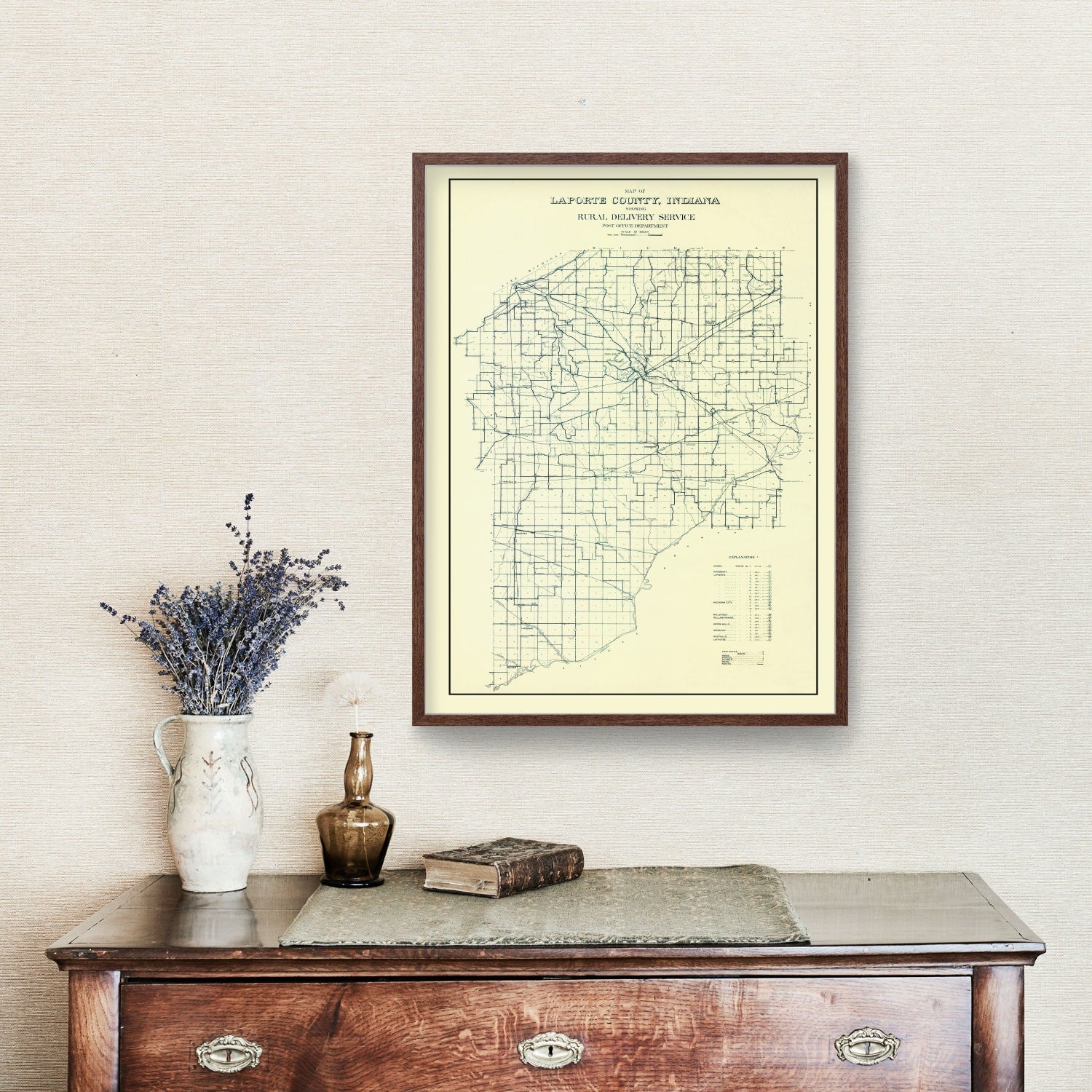Vintage Map of LaPorte County, Indiana 1910