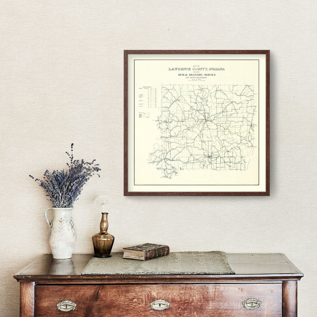 Vintage Map of Lawrence County, Indiana 1909