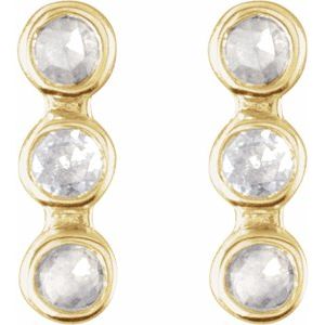 14K Yellow Gold Rose-Cut .05 CTW Natural Diamond Three-Stone Bar Earrings – image 2