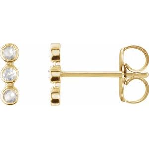 14K Yellow Gold Rose-Cut .05 CTW Natural Diamond Three-Stone Bar Earrings