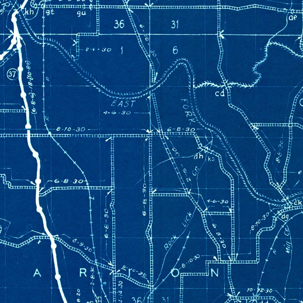 Vintage Map of Lawrence County, Indiana 1936