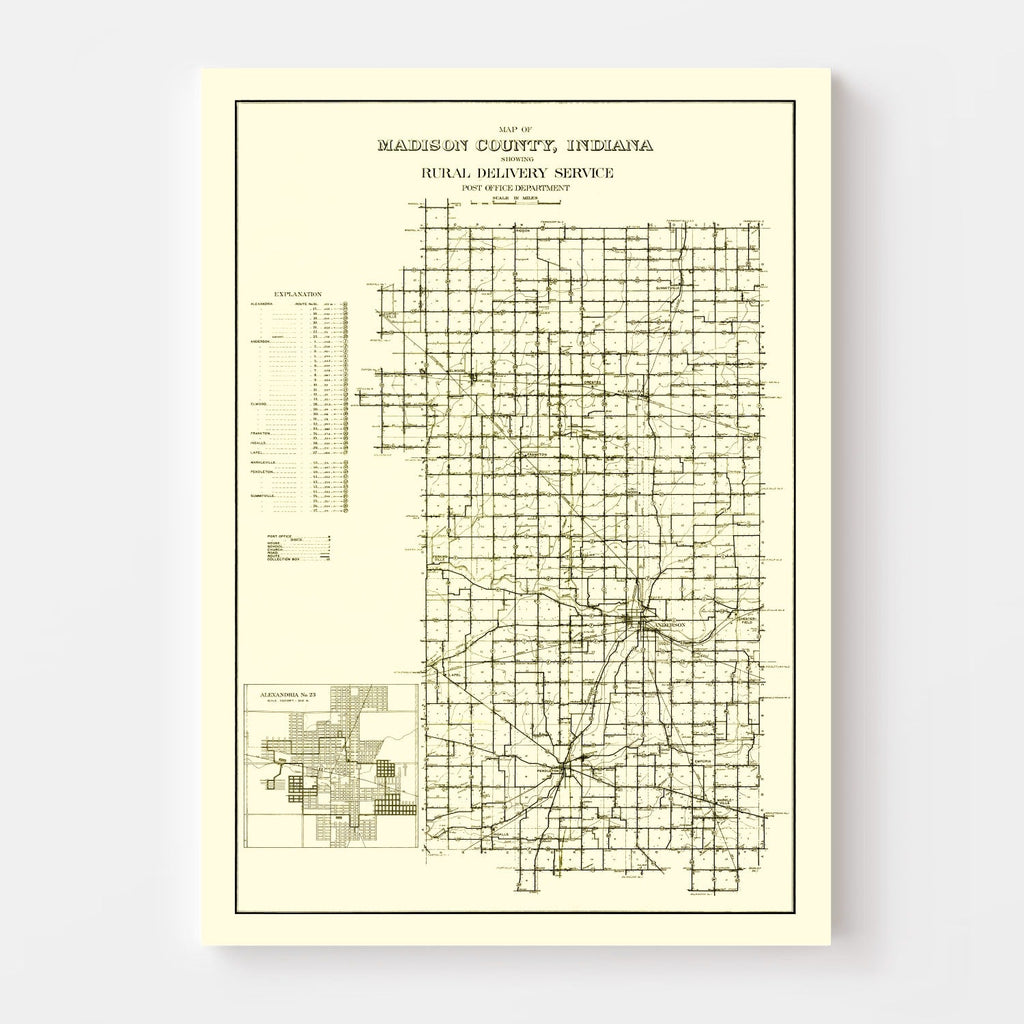 Vintage Map of Madison County, Indiana 1910