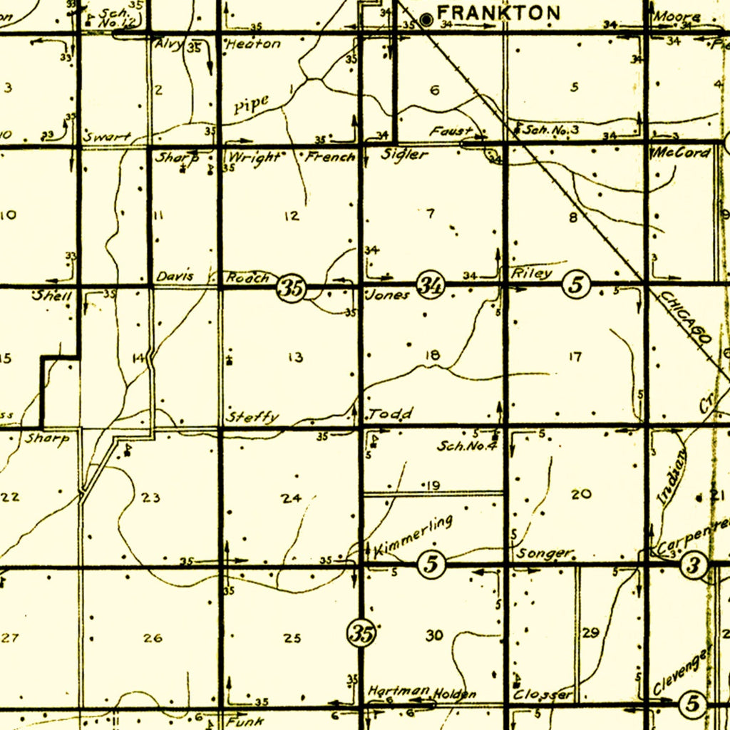 Vintage Map of Madison County, Indiana 1910