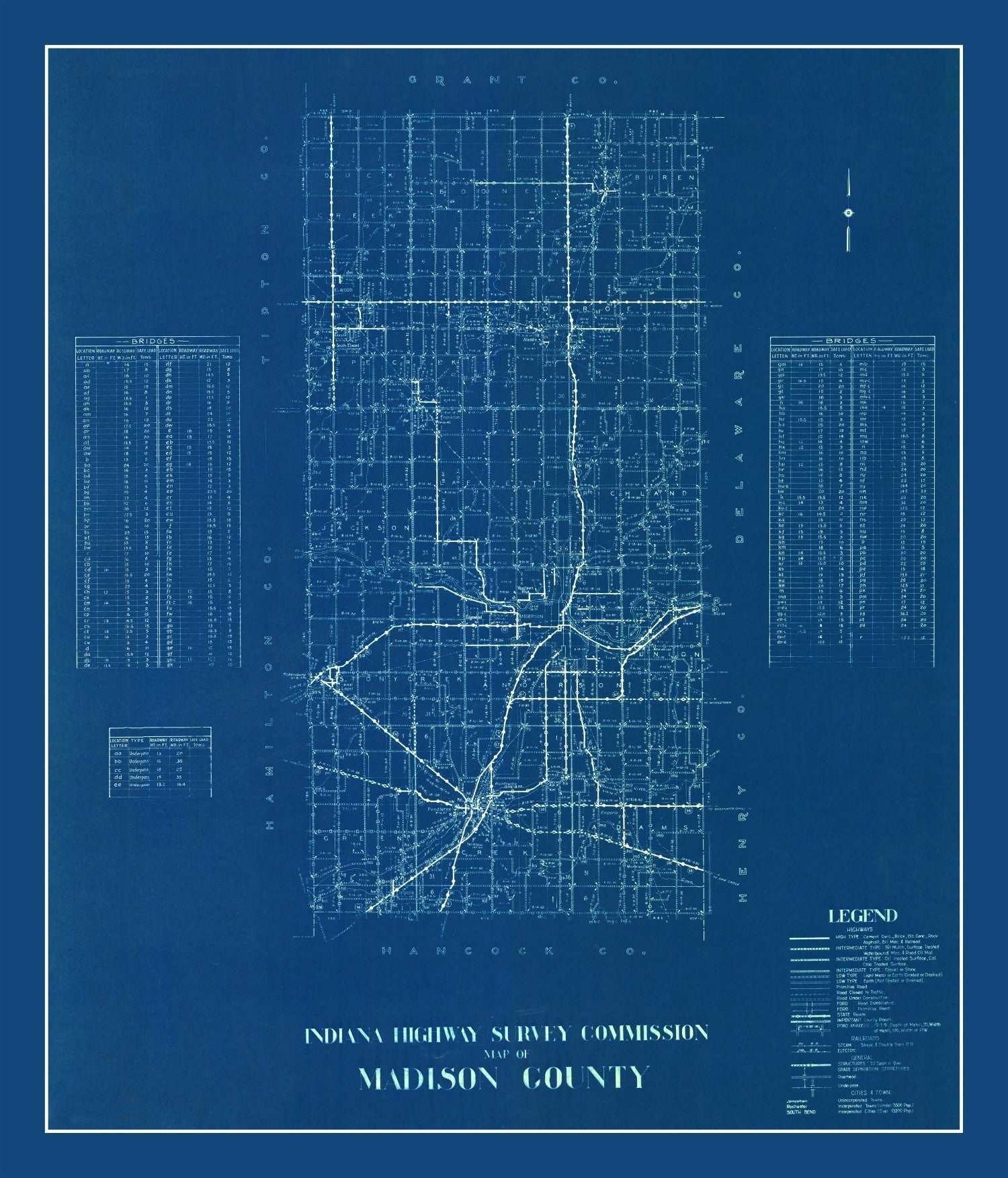 Vintage Map of Madison County, Indiana 1936