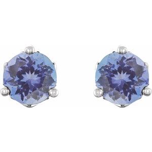 14K White Gold 4 mm Natural Tanzanite Earrings – image 2