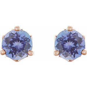14K Rose Gold 4 mm Natural Tanzanite Earrings – image 2