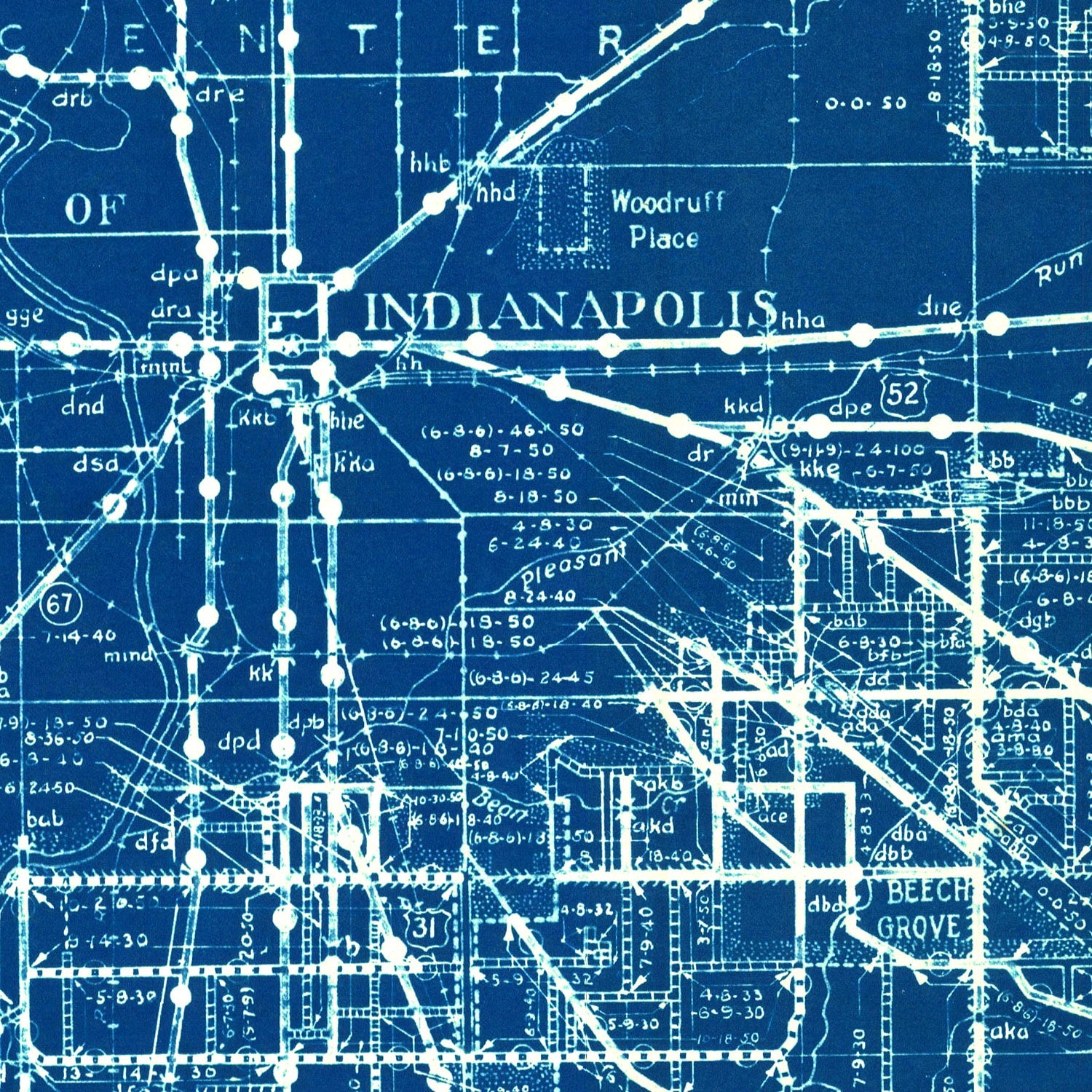 Vintage Map of Marion County, Indiana 1936