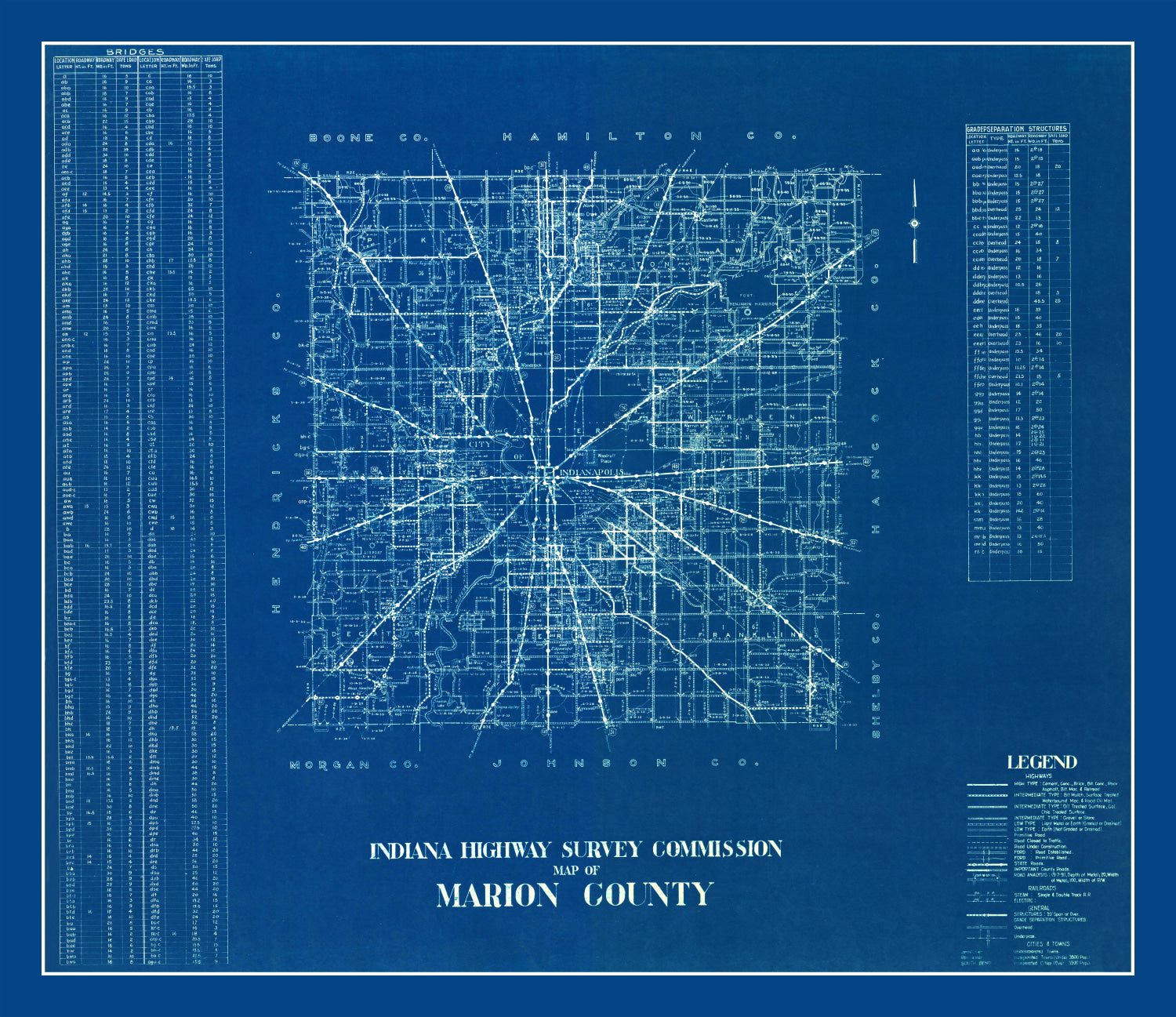 Vintage Map of Marion County, Indiana 1936