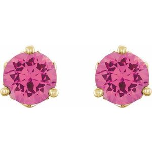 14K Yellow Gold 4 mm Natural Pink Spinel Earrings – image 2