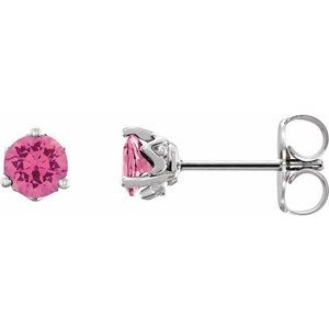 Platinum 4 mm Natural Pink Spinel Earrings