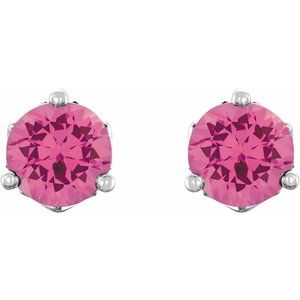 Platinum 4 mm Natural Pink Spinel Earrings – image 2