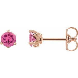 14K Rose Gold 4 mm Natural Pink Spinel Earrings