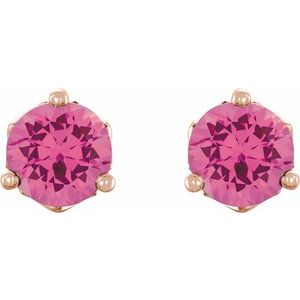 14K Rose Gold 4 mm Natural Pink Spinel Earrings – image 2