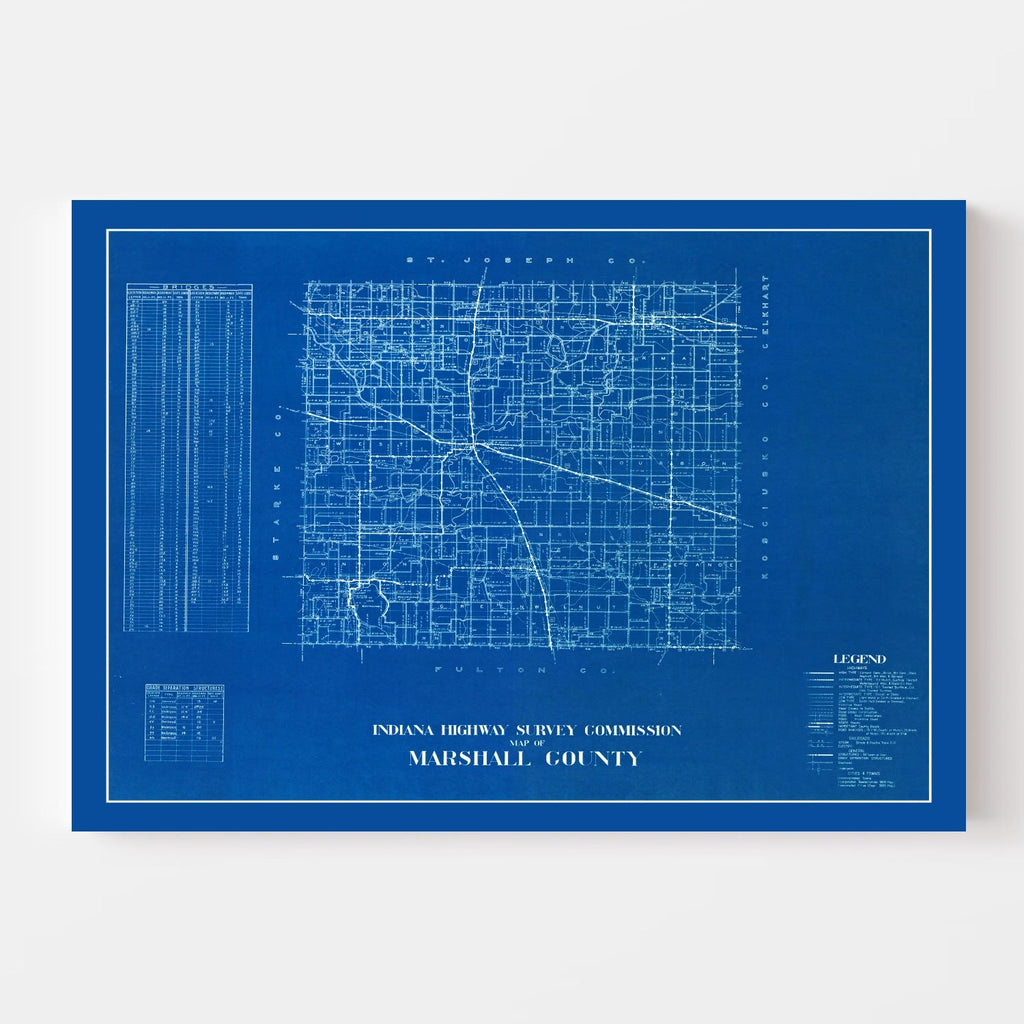 Vintage Map of Marshall County, Indiana 1936