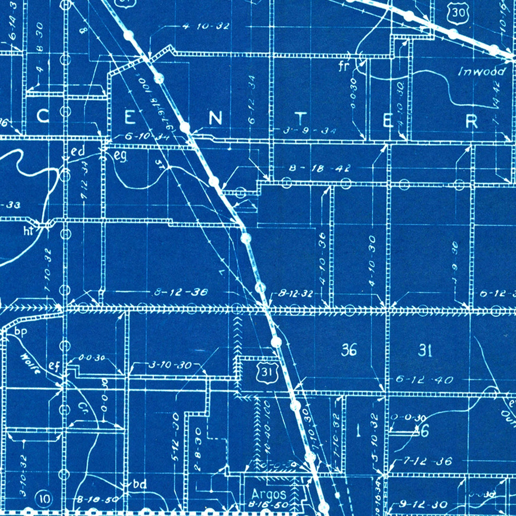 Vintage Map of Marshall County, Indiana 1936