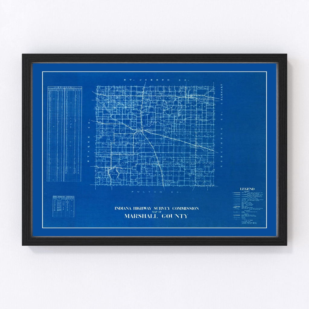 Vintage Map of Marshall County, Indiana 1936
