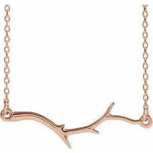 14K Rose Branch Bar 16-18" Necklace