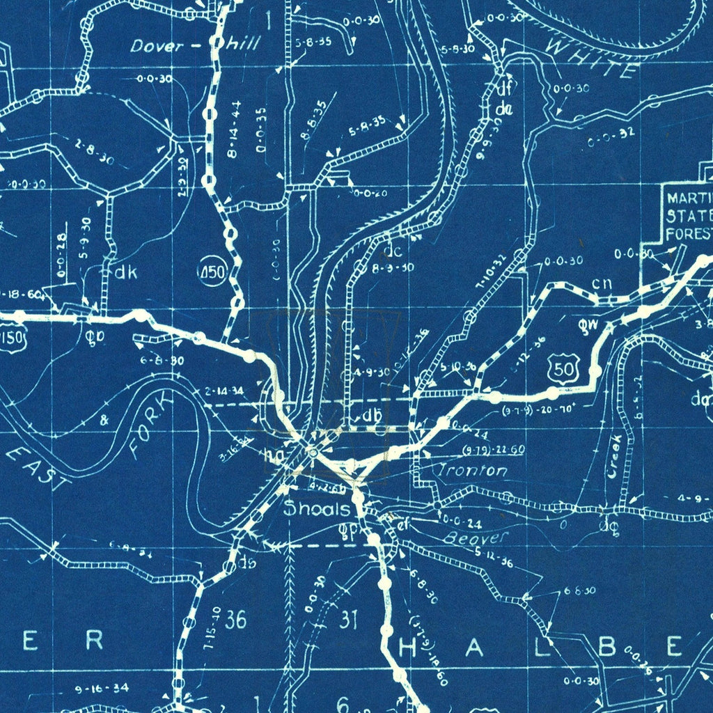 Vintage Map of Martin County, Indiana 1936