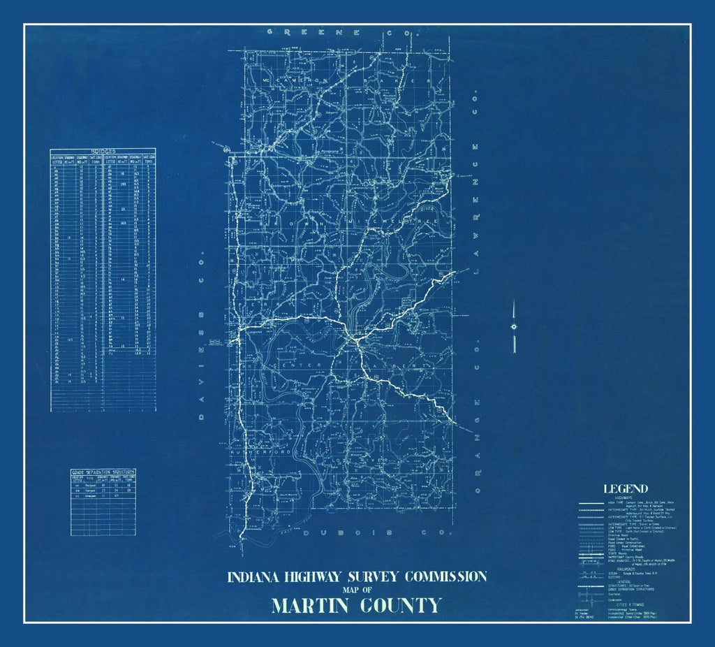 Vintage Map of Martin County, Indiana 1936